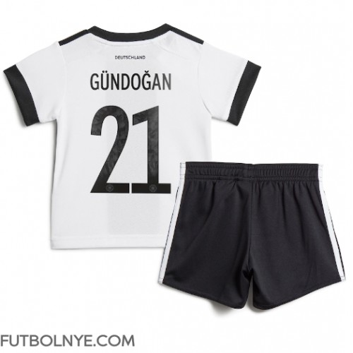 Camiseta Alemania Ilkay Gundogan #21 Primera Equipación para niños Mundial 2022 manga corta (+ pantalones cortos)